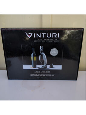 Vinturi Red Wine Aerator Tower Set With Stand And Filter, Black Color